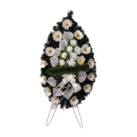 Coroană funerară lacrimă C15, flori albe artificiale